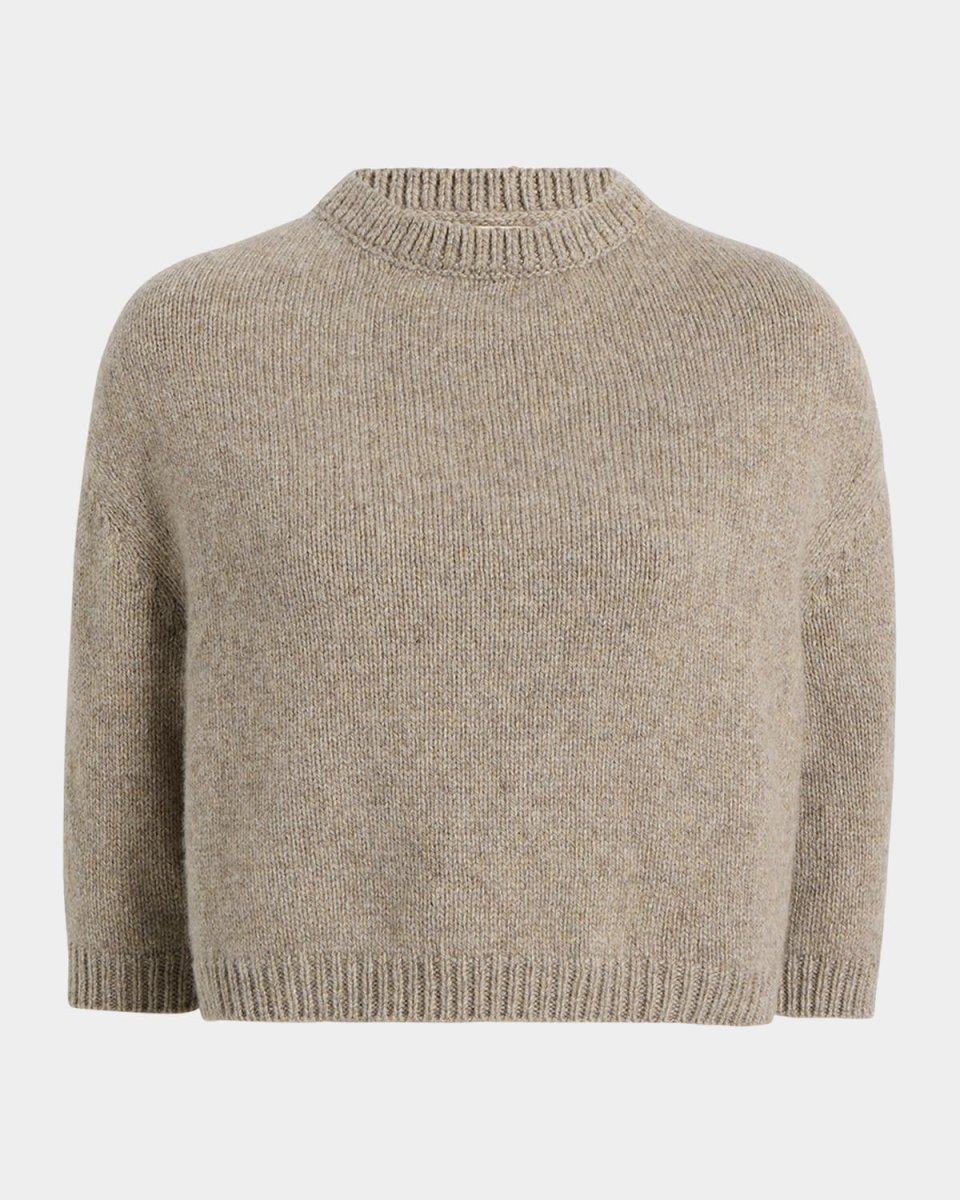 Sabina Cashmere Elbow-Sleeve Boxy Sweater